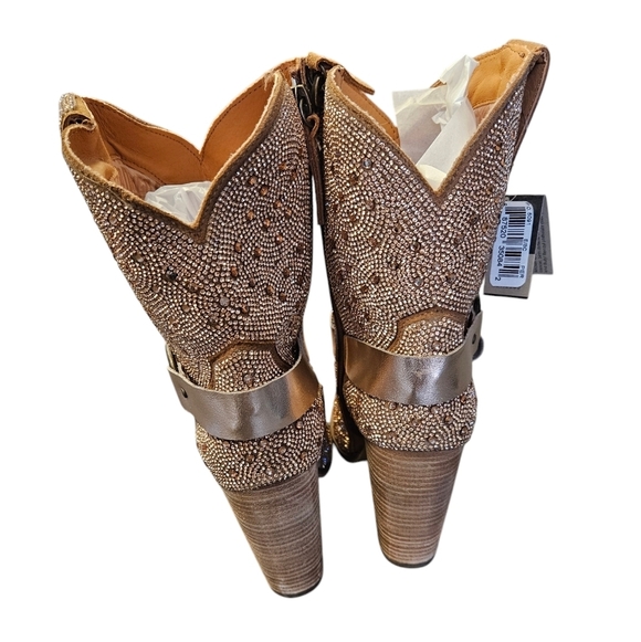 Dingo Crown Jewel Leather Rose Gold Harness Bootie Womens NEW - Picture 4 of 9